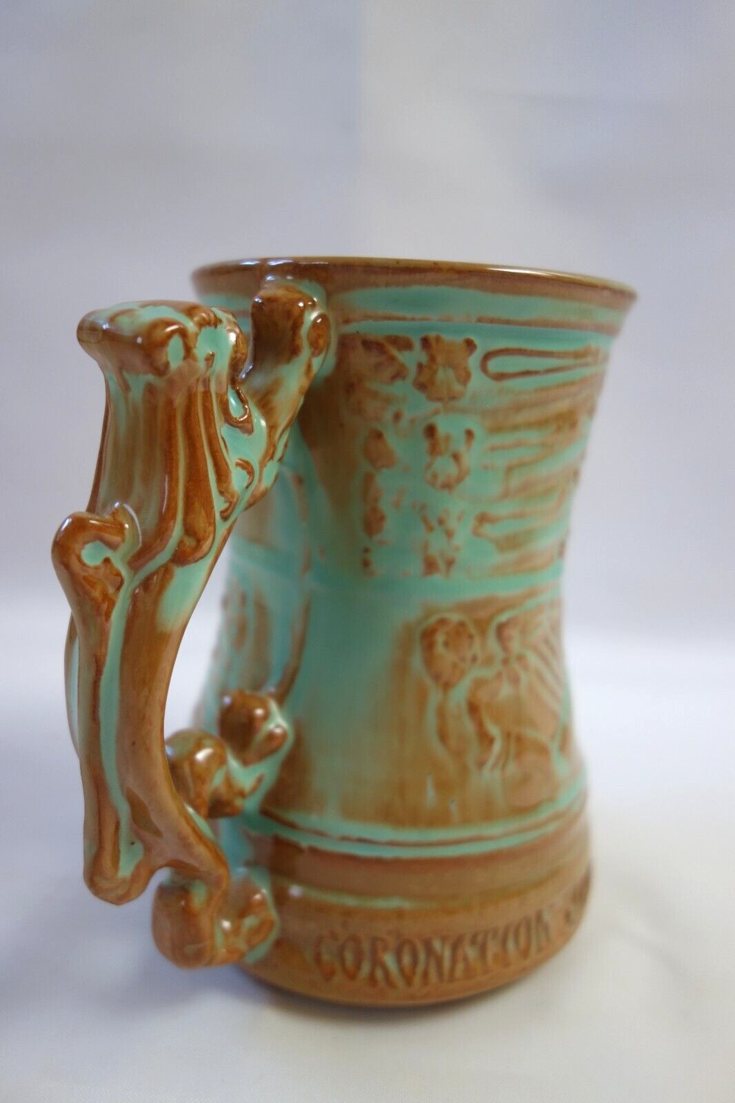 RARE Prinknash 1953 Queen Elizabeth Coronation Pottery Tankard