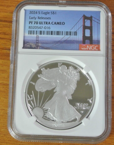 2024 S Silver American Eagle NGC PF70 Ultra Cameo GOLDEN GATE LABEL - Picture 5 of 6