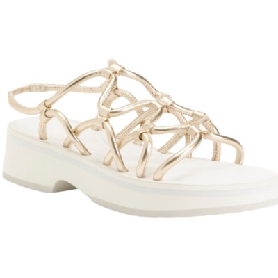 AEROSOLES Leather Chaya Platform Sandal Gold Lightweight