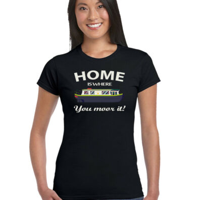 Home Is Where Du Mohr It Damen Lustiges Schmal Boot T-Shirt Kanal Barge Langboot