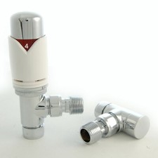 White Radiator Value, Angled, Straight & Corner 15mm Thermostatic Radiator Valve