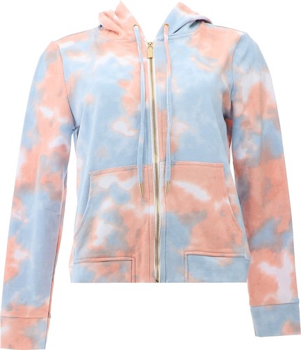 Skinnygirl French Terry Kapuzenjacke mit Reißverschluss vorne Stonewash Batik M neu ohne Etikett (483)