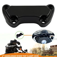 1"​ Black Scalloped Handlebar Riser Clamp For Harley Wide Glide Night Train Dyna