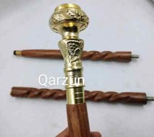 Compass Gentleman's Walking Stick, 36 Inch, Brass Handle and Hardwood Cane, Gift