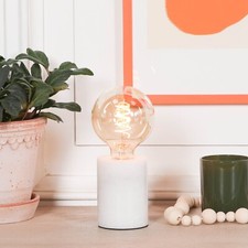 Single Natural White Marble Stone Bulbholder Table Lamp Base