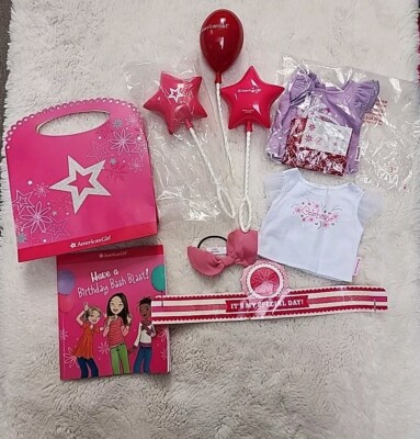 American Girl Party Birthday Goody Bag Shirt Set For 18-inch  Dolls,balloons