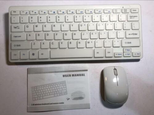 White Wireless Small Keyboard & Mouse for LG LG55LM6 LED SMART TV Television - Picture 1 of 8