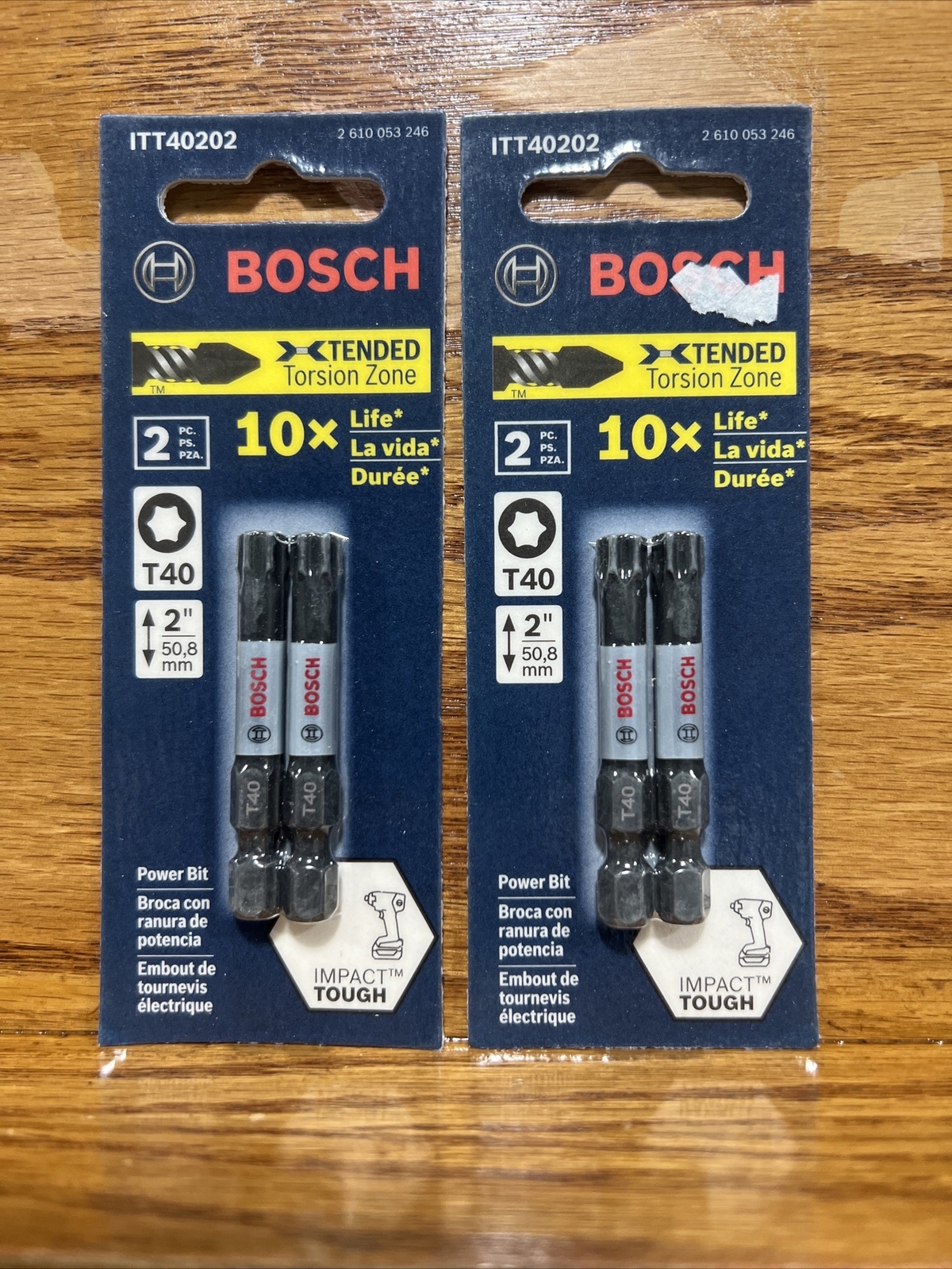 Bosch ITT40202 T40 Impact Tough Power Bit 2-Inch 2-Pack Forged Steel-image