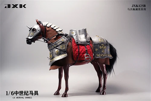 JXK125 1:6 Retro Medievale Cavallo Imbracatura per 1/6 Resina Cavallo Statua Modellino - Foto 2 di 12