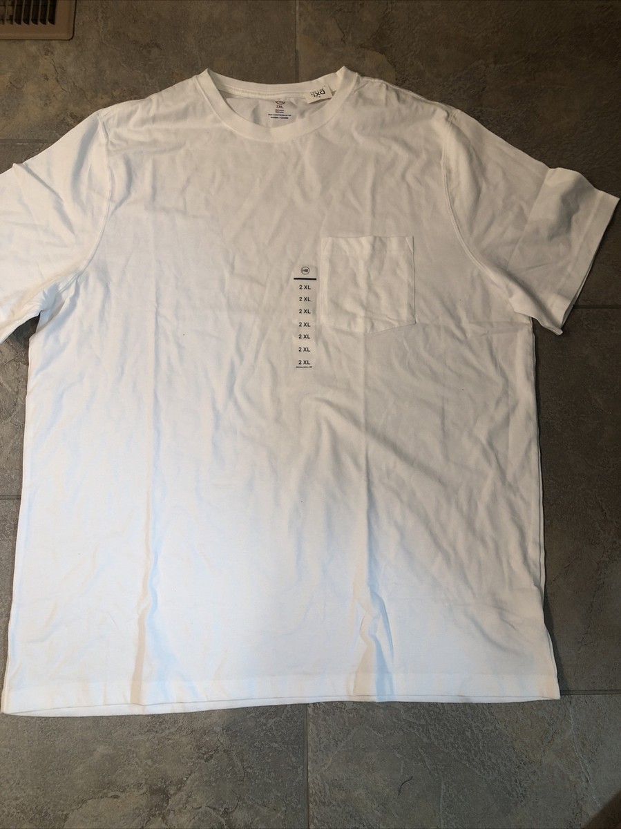 DXL Mens Big Tall White Pocket T-Shirt Size 2XL NEW