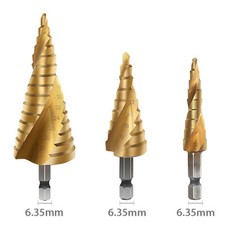 3pcs HSS Spiral Step Cone Drill Bit Metal Hole Cutter Titanium Coat 4 mm-32 mm