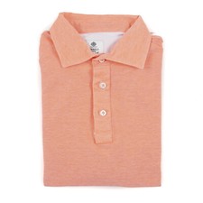 Borrelli Napoli Orange Pique Knit Cotton Polo Shirt Slim M Eu 48 NWT 350