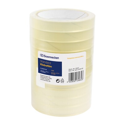 10 x Klebefilm Klebeband transparent 66m x 15mm, reißfest Soennecken 5845