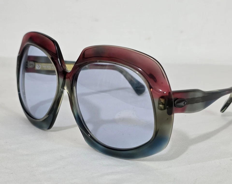 Винтажный 70' большого размера уникальный пластиковая оправа солнцезащитные очки SERVIN Испания новый с Ярлыками старый запас - Изображение 2 из 4