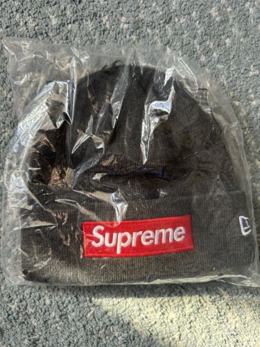 SUPREME/ NEW ERA BOX LOGO BEANIE/OS/ (100% AUTHENTIC) Charcoal - Picture 1 of 2