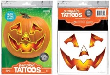 Glow in the Dark Pumpkin Tattoos - 2 Sheets, 4 each, 8 total pieces of pumpkin