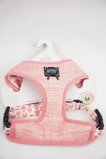 New Sassy Woof Dog Harness M Medium Reversible Two Pattern In One Pink / Hearts
