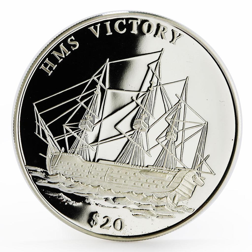 Liberia 20 dollars HMS Victory Ship proof silver coin 2000 | eBay