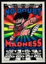 No Doubt POSTER Vandals Madness Silkscreen TAZ Honolulu HI Concert 1998 Mint!