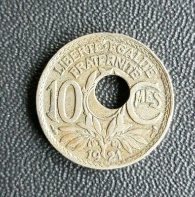 FRANCE - FRANCIA - FRENCH COIN - MONNAIE DE 10 CENTIMES LINDAUER 1921 FAUTEE. - Photo 1/2