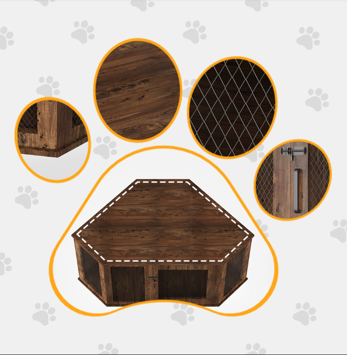 52" Corner Dog Crate Large Pet Kennel Wood TV Stand End Table Dog Cage Furniture