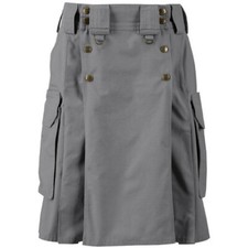 New Hight Quality Scottish Fashion Utility Tactical Duty Grey Kilts For Men