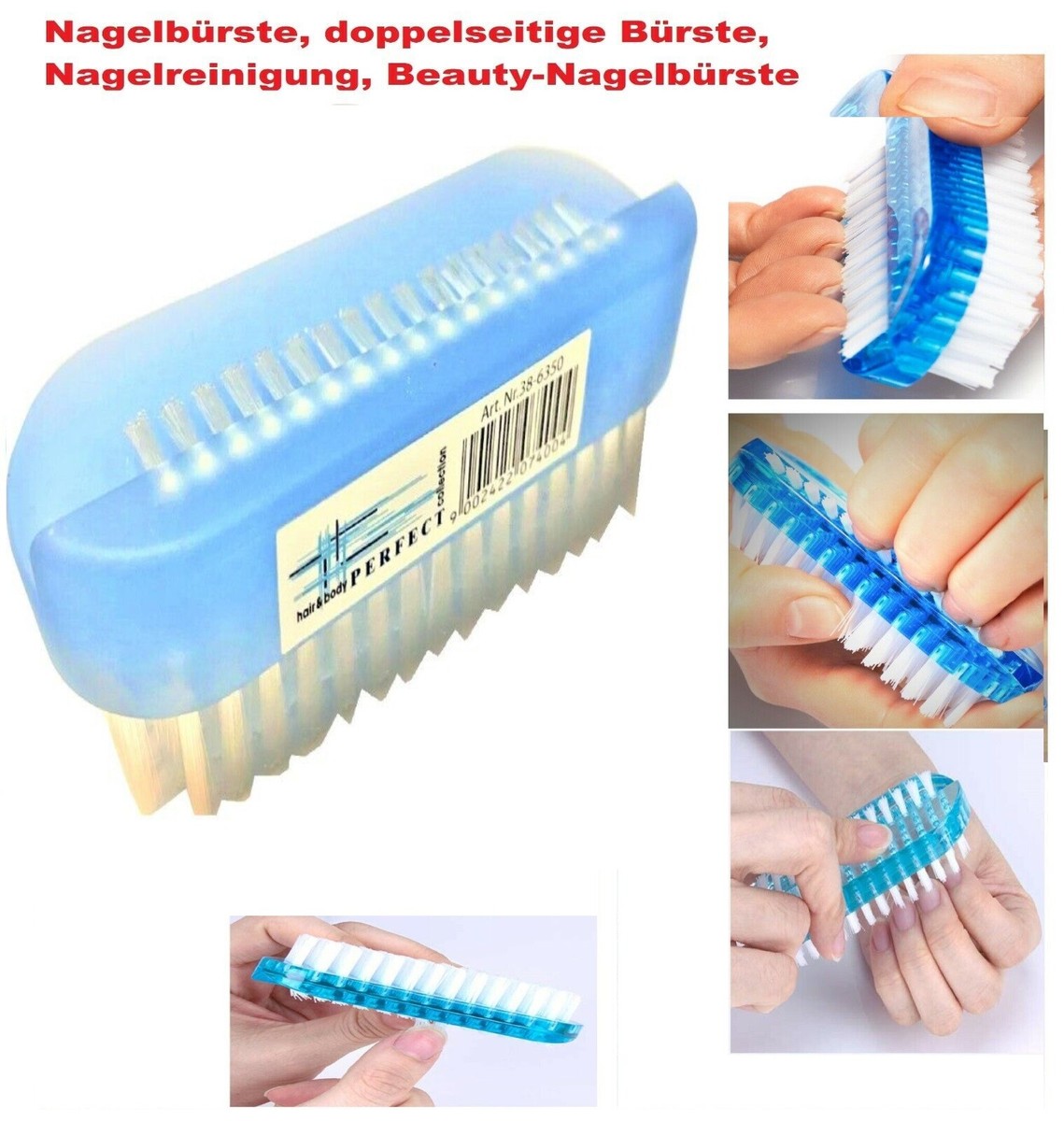 2 Nagelreinigungsbürsten (1 Groß, 1 Klein) - Weiche Borsten, Mit Aufhängegriff, Für Hände, Füße & Nägel