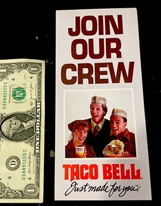 LQQK! Excellent Vintage 1970’s Taco Bell EMPLOYMENT CARD *Fast Food Memorabilia*