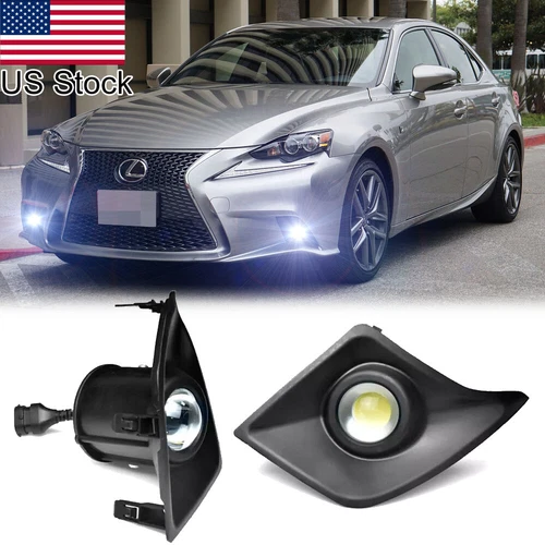 2x Direct Fit JDM Projector White LED Fog Light Kit For 14-16 Lexus IS F-Sport - Picture 1 of 4