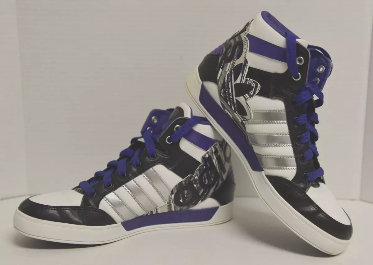 Adidas purple clearance high tops