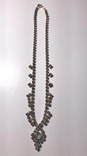 Vintage Art Deco goldton Strass Mitte quadratische Halskette - Bild 12 von 12