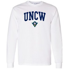 UNC Wilmington Arch Logo Seahawks Long Sleeve - NCAA University T-Shirt - White