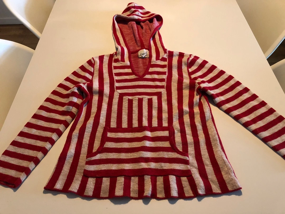 YOUTH GIRLS 10 XL PEEK BRAND HOODIE SWEATER STRETCHY RED OFF WHITE STRIPE