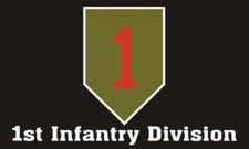 1ST INFANTRY DIVISION 3X5 FOOT FLAG W GROMMETS. ONE SIDED IMAGE. ARMY LICENSED