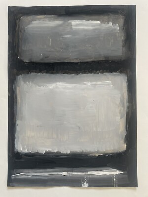 Rothko Mark Farbe Schwarz Weiß Grau Gemälde Original Kunst Wohndeko Abstrakt A7