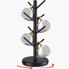 Mug Holder Tree,New Upgraded 360° Rotated 8 Hooks Coffee Cup Holder for Counter