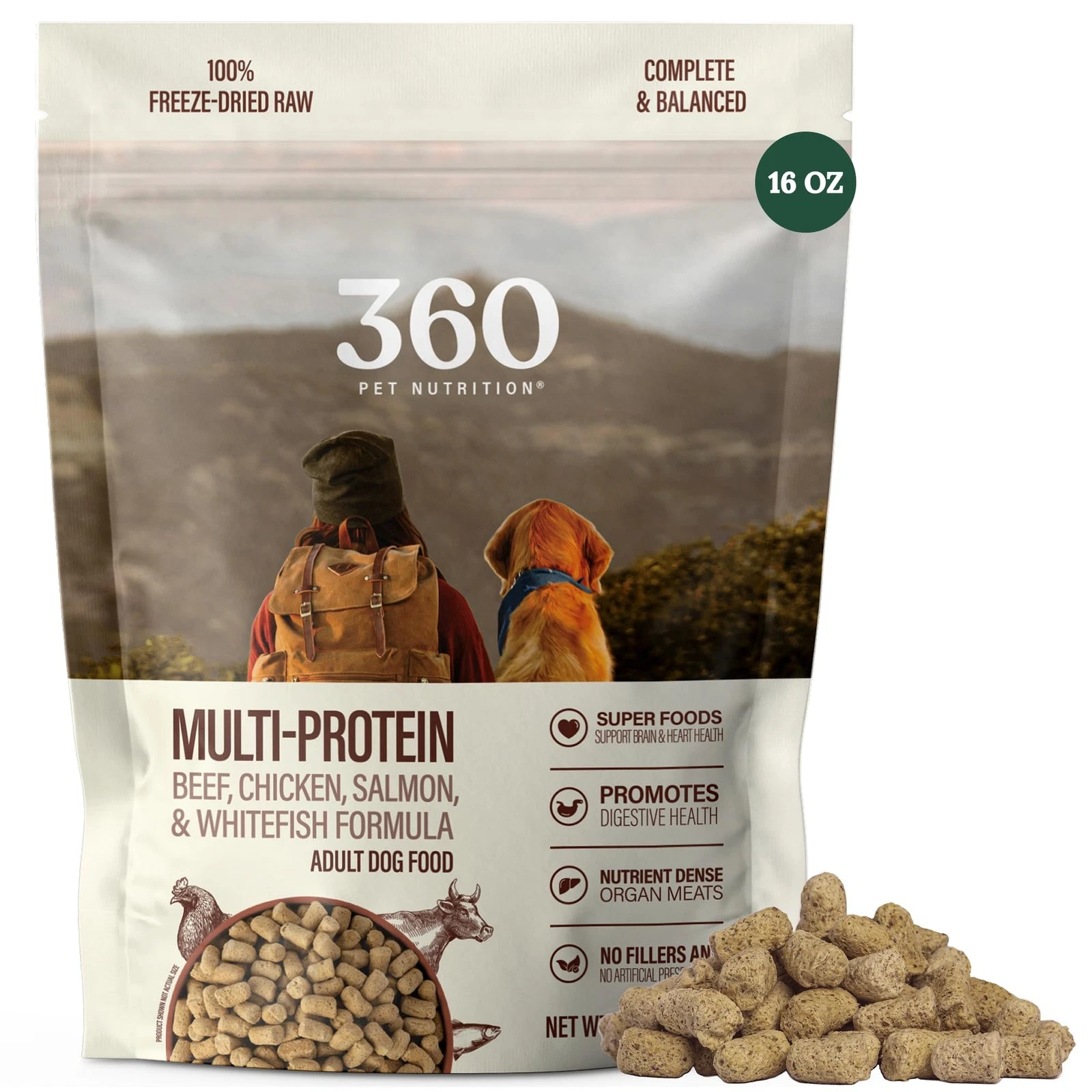 Freeze-Dried Raw Dog Food – Multi-Protein with Beef, Chicken, Fish, Liver & O...