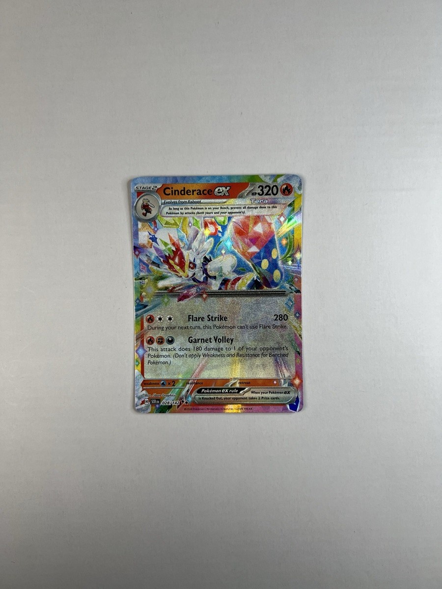 028 142 pokemon card Cinderace ex 028/142 - Stellar Crown Lot Darkness Garnet Volley This attack does 180 damage to 1 of your opponents Pokmon Cinderace Ex 028/142 Double Rare