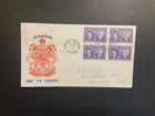 Canada 1951 FDC 1st day cover Block of 4 Royal Visit Crest Cachet