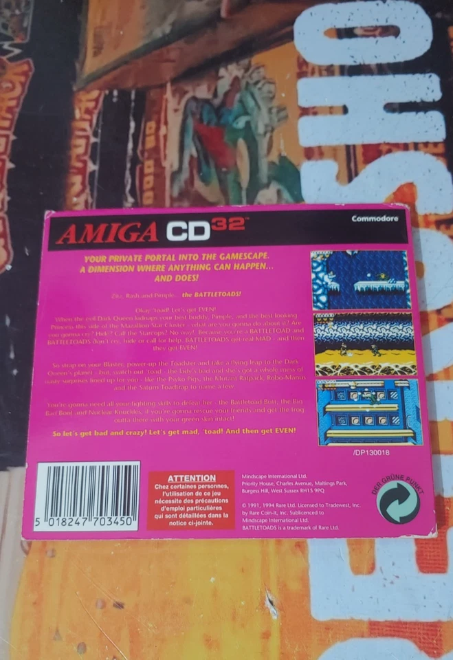 Battletoads Commodore Amiga CD 32 (CD-Rom, Manual, Case) works 32-bit - Bild 2 von 3