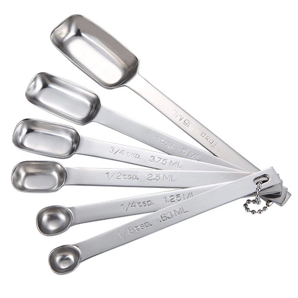 6 PCS Measuring Spoons Set Long Handle measuring spoons Metal Tablespoon