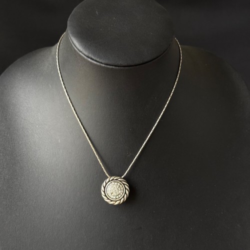 Brighton Necklace Rhinestone Reversible Statement Silver Tone 15.5 inches READ