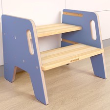 Wingyz Wooden Toddler Step Stool, 3-Level Height, Handles, Kids Bathroom Kitchen