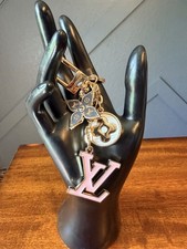 Louis Vuitton LV Logo Monogram Spring Flower Key Chain/Bag Charm Gold Enamel