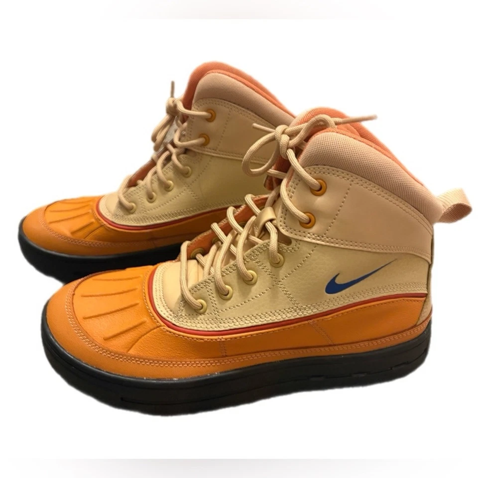 Nike Cream and Orange High-Tops with Blue Swoosh - Image 3 of 4