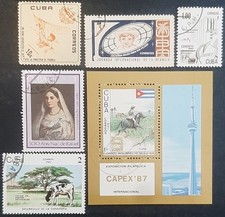 Caraïbes , lot de 5 timbres et 1 Bloc Feuillet Oblitérés, Used Voir desc.