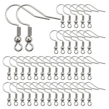 TOAOB 100pcs Stainless Steel Earring Hooks Ball Coil French Fish Silver