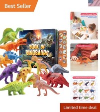 Realistic Dinosaur Figurines with Sound Book for Kids Aged 3-5 - Perfect Gift 