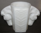 Vintage Macbeth Evans Uranium Double Horse Head Milk Glass Shaving Cup Art Deco — photo 2