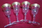 Vintage Tiffin Cordial Glass~Rambler Rose Pattern~Gold Encrusted Band~Set of 4 — photo 2